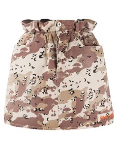 Джинсовая юбка мини с леопардовым принтом Miu miu