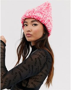 Розовая вязаная шапка бини Asos design