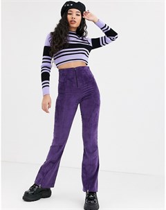 Вельветовые расклешенные брюки фиолетового цвета Local heroes
