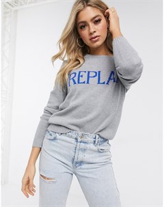 Серый свитер с логотипом Replay