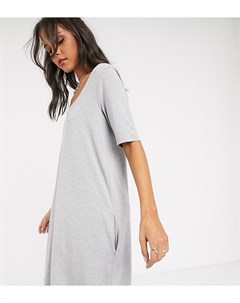 Серое меланжевое платье футболка со скрытыми карманами ASOS DESIGN Tall Asos tall
