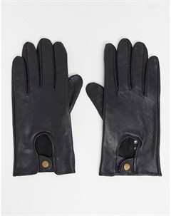 Черные кожаные перчатки Asos design