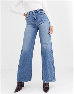 Синие джинсы с широкими штанинами Topshop