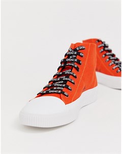Оранжевые высокие кеды на шнуровке Zero Hugo