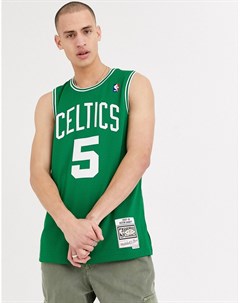 Зеленая трикотажная майка с логотипом команды Boston Celtics и надписью Kevin Garnett NBA Mitchell and ness