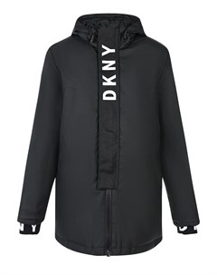 Черная парка с логотипом на манжетах детская Dkny