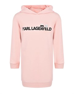 Розовое платье худи с логотипом детское Karl lagerfeld kids