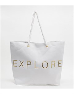 Эксклюзивная белая пляжная парусиновая сумка тоут с надписью Explore South beach