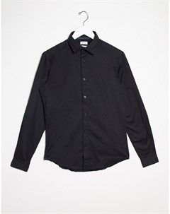 Черная приталенная рубашка стретч Esprit