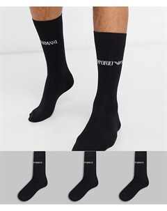 3 пары черных носков с логотипом Emporio armani