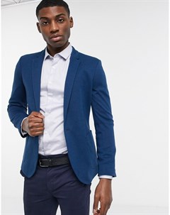 Супероблегающий трикотажный пиджак темно синего цвета Asos design