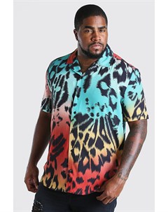 Из коллекции Big And Tall Рубашка с короткими рукавами и леопардовым принтом Boohoo