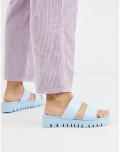 Синие резиновые сандалии на массивной подошве Asos design