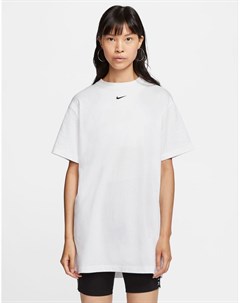 Белое платье футболка в стиле oversized с логотипом Nike