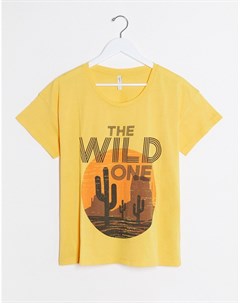 Желтая футболка с надписью the wild one Blend she