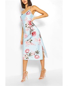 Атласное макси платье с цветочным рисунком Boohoo