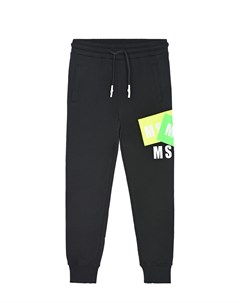 Черные спортивные брюки с принтом патчи детские Msgm