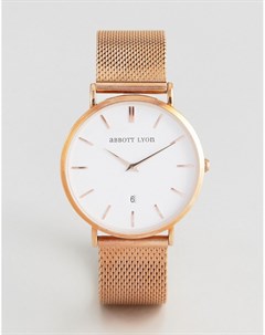 Розово золотистые часы с сетчатым браслетом Kensington 40 Abbott lyon