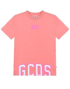 Розовая футболка с логотипом на подоле детская Gcds