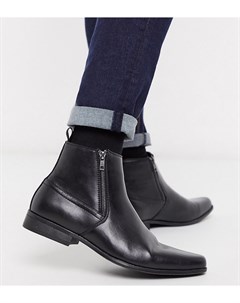 Черные ботинки челси для широкой стопы из искусственной кожи с молниями Asos design