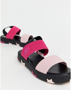 Черно розовые сандалии со звездами на подошве Juicy couture
