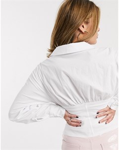 Белая рубашка с корсетной отделкой и длинными рукавами Ivyrevel