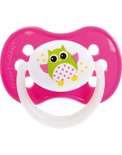 Owl Пустышка симметричная силиконовая 0 6 месяцев цвет розовый 22 568 Canpol