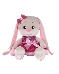 Мягкая игрушка Зайка в розовом платьице с пайетками и мехом 20 см Jack&lin