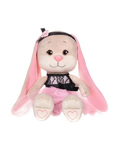 Мягкая игрушка Зайка в розовом платье с черными вставками 25 см Jack&lin