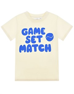 Футболка с надписью Game set match детская Mini rodini