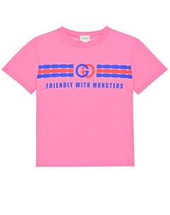 Розовая футболка с логотипом детская Gucci