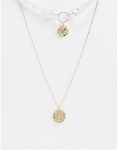 Золотистое ожерелье с чокером из жемчуга Svnx
