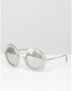 Большие круглые солнцезащитные очки с серебристыми блестками Dolce&gabbana
