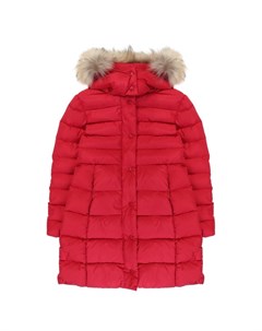Пуховое пальто с капюшоном и меховой отделкой Moncler enfant