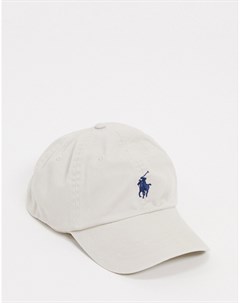 Светло серая кепка с контрастным логотипом Polo ralph lauren