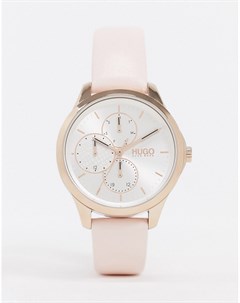 Часы с розовым кожаным ремешком 1540047 Hugo
