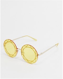 Желтые солнцезащитные очки в круглой оправе x ASOS Jeepers peepers