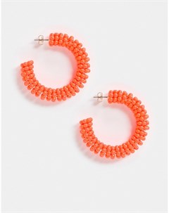 Оранжевые серьги кольца с бусинами Petra Monki