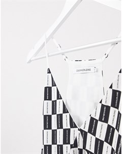 Монохромное платье комбинация с логотипом Calvin klein jeans