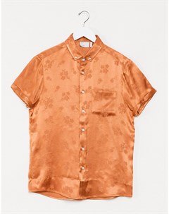 Оранжевая классическая жаккардовая рубашка с цветочным узором Asos design
