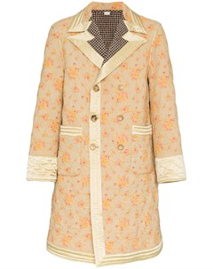Стеганое пальто с цветочным принтом Gucci