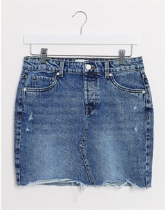 Синяя джинсовая мини юбка в винтажном стиле Only