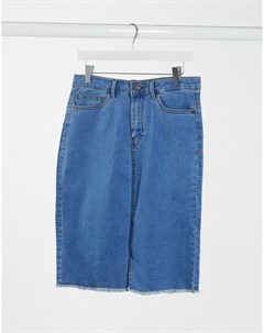 Синяя джинсовая юбка с завышенной талией и необработанным краем Noisy may