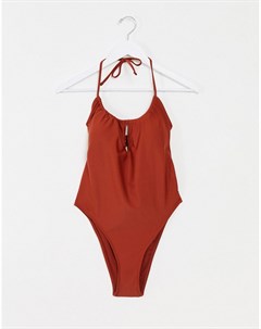 Слитный купальник рыжего цвета с завязкой Abercrombie & fitch