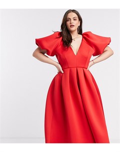 Эксклюзивное приталенное платье миди красного цвета для выпускного True violet plus