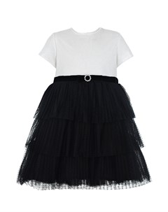Черно белое платье с пышной многоярусной юбкой детское Aletta