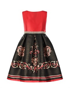 Красно черное платье с декоративным поясом детское Lesy