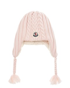 Розовая шапка из шерсти с кистями Moncler