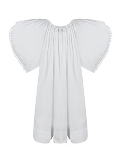 Белое платье с отделкой помпонами детское Nikolia