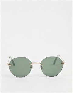Золотистые солнцезащитные очки без оправы Vero moda